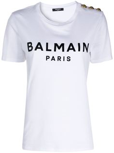 Balmain футболка с логотипом и пуговицами