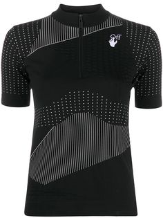 Off-White футболка на молнии с полосками