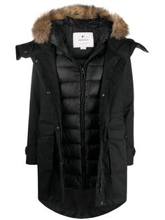 Woolrich пуховик с искусственным мехом на капюшоне