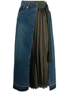 Sacai плиссированная юбка со вставками