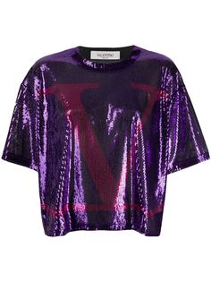 Valentino футболка с пайетками и логотипом VLogo