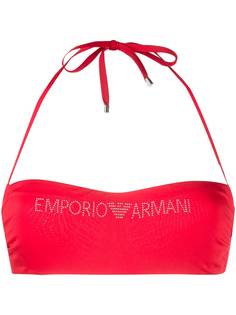Emporio Armani лиф-бандо с логотипом и заклепками