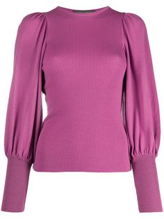 Alberta Ferretti bishop-sleeves ribbed jumper