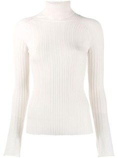 Nude flared cuff roll neck jumper