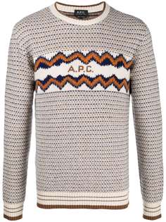 A.P.C. intarsia logo wool jumper