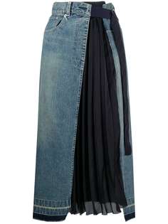 Sacai джинсовая юбка миди асимметричного кроя