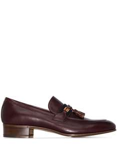 Gucci brown Parida leather tassel loafers