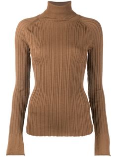 Nude flared cuff roll neck jumper