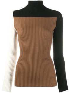 Nude panelled ribbed jumper