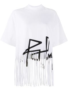 Palm Angels FRINGED DESERT LOGO TEE WHITE BLACK