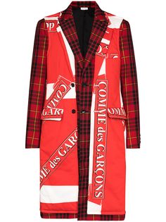 Comme Des Garçons Homme Plus logo print tartan coat