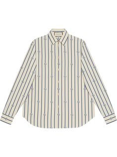 Gucci рубашка в полоску с логотипом Double G