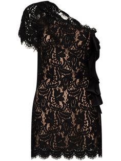 Saint Laurent кружевное платье на одно плечо