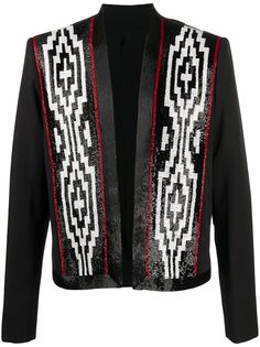 Balmain wool blazer with patterned beaded detailing