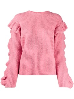 RedValentino джемпер с круглым вырезом и оборками на рукавах