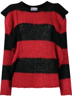 RedValentino джемпер в полоску с круглым вырезом и оборками