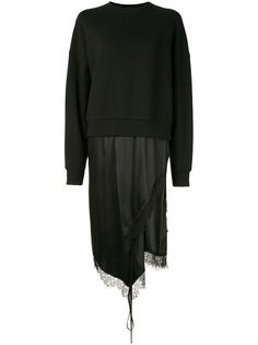 Goen.J платье асимметричного кроя с кружевом