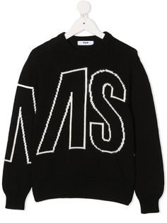 Msgm Kids свитер с жаккардовым логотипом