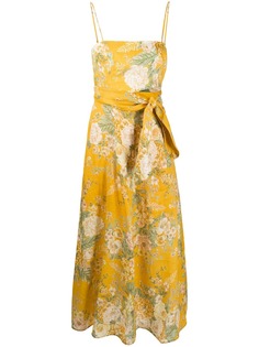 Zimmermann расклешенное платье миди Dame с цветочным принтом