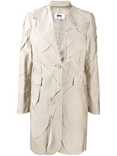 MM6 Maison Margiela однобортное пальто с жатым эффектом