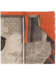 Etro шарф с бахромой и логотипом