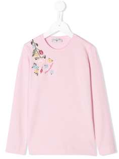 Monnalisa толстовка с вышивкой и круглым вырезом