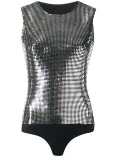 MM6 Maison Margiela топ без рукавов с эффектом металлик