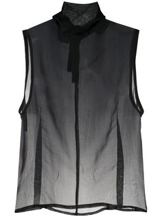 Ann Demeulemeester полупрозрачный топ с высоким воротником