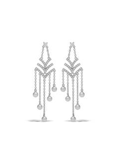 Yoko London серьги Sleek Akoya из белого золота с жемчугом и бриллиантами