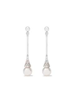 Yoko London серьги Sleek Akoya из белого золота с жемчугом и бриллиантами
