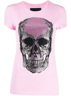 Philipp Plein футболка из джерси с декором Skull из стразов