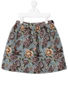 Il Gufo floral-print textured skirt