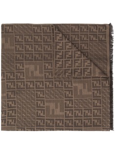Fendi шарф с бахромой и логотипом FF