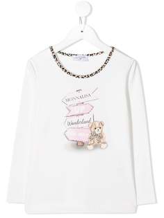 Monnalisa teddy bear print jersey t-shirt