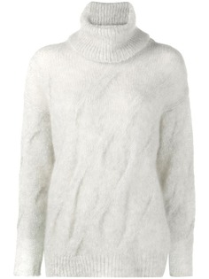 Nude loose-fit roll-neck jumper