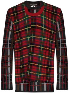 Comme Des Garçons Homme Plus patchwork tartan crew neck sweater