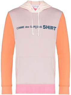 Comme Des Garçons Shirt colour block cotton logo hoodie
