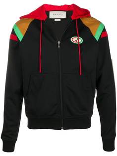 Gucci logo patch zipped hoodie