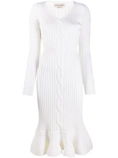 Alexander McQueen трикотажное платье миди в рубчик