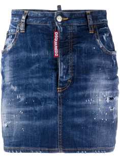 Dsquared2 джинсовая юбка с эффектом потертости