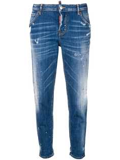 Dsquared2 укороченные джинсы с эффектом потертости