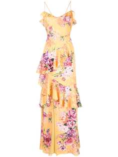 Marchesa Notte ярусное платье макси с оборками