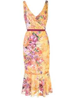 Marchesa Notte кружевное платье с цветочным принтом