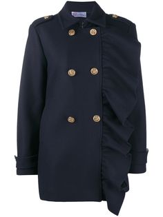 RedValentino двубортное пальто с оборками