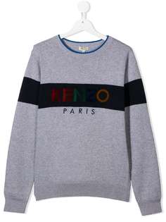 Kenzo Kids cashmere-cotton blend logo print knit jumper