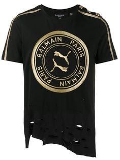 Balmain футболка с логотипом и эффектом потертости из коллаборации с Puma