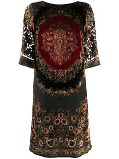 Etro платье-трапеция с цветочной вышивкой