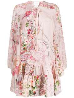 Camilla расклешенное платье с оборками и цветочным принтом