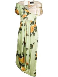 Simone Rocha платье асимметричного кроя с цветочным принтом
