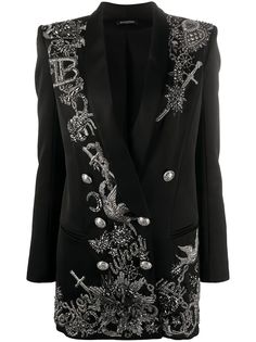 Balmain платье-блейзер с вышивкой пайетками